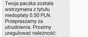 Ikonografika z tekstem dotyczącym dopłaty do fikcyjnej przesyłki