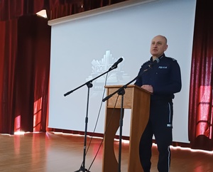 Przemawia Komendant Powiatowy Policji w Miliczu inspektor Mariusz Tański