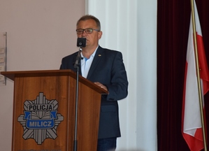 Przemawia burmistrz gminy Milicz Piotr Lech