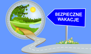 Ikonografika z napisem bezpieczne wakacje