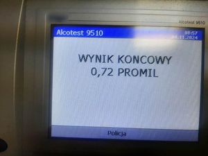 Wynik badania trzeźwości zatrzymanego kierowcy