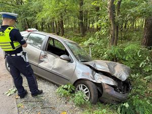 Pijany kierowca z gminy Milicz uderzył w drzewo – helikopter LPR w akcji