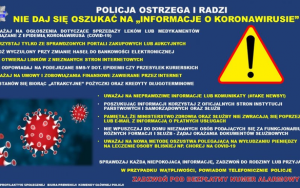 Policja ostrzega i radzi. Nie daj się oszukać na „informacje o koronawirusie”