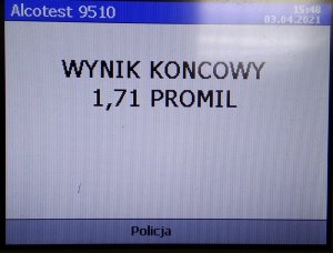 Wynik badania stanu trzeźwości zatrzymanego kierowcy